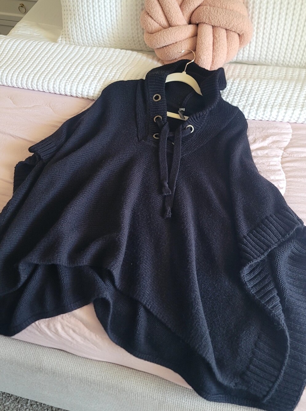 Women's Black Shawl Knit Sweater